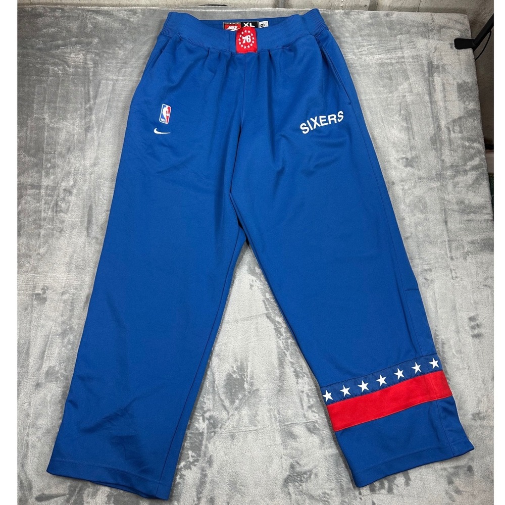 Nike Philadelphia 76ers NBA Warm Up Track Pants Mens XL Blue Stars 76 Patch‎